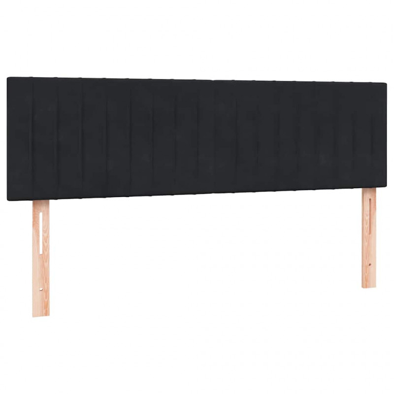 Łóżko kontynentalne z materacem, czarne, 140x210 cm, aksamit
