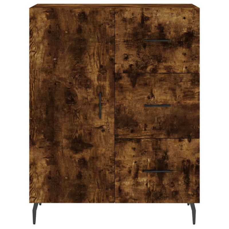 Witrynka przydymiony dąb 69,5x34x180 cm materiał drewnopochodny
