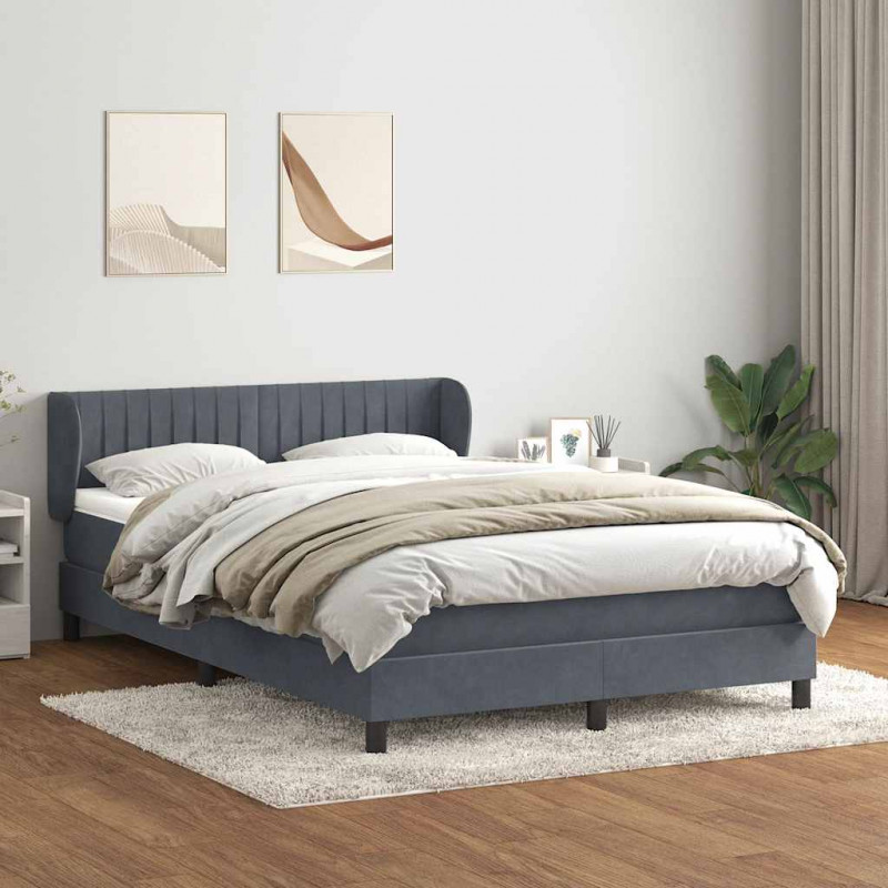 Łóżko kontynentalne z materacem, ciemnoszare, 160x210cm aksamit