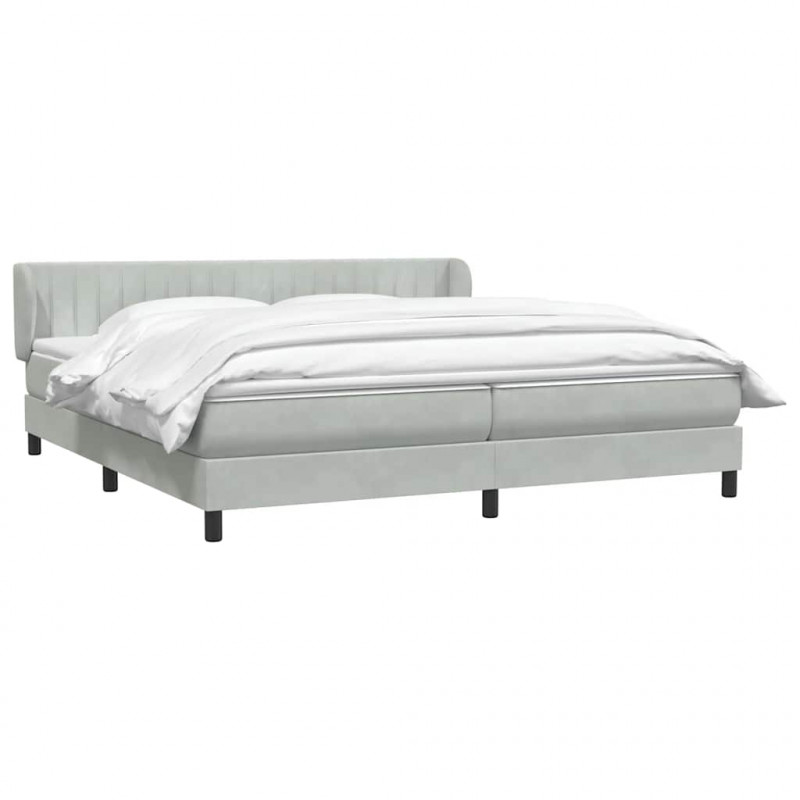 Łóżko typu Box Spring z materacami Jasnoszary 180x210 cm