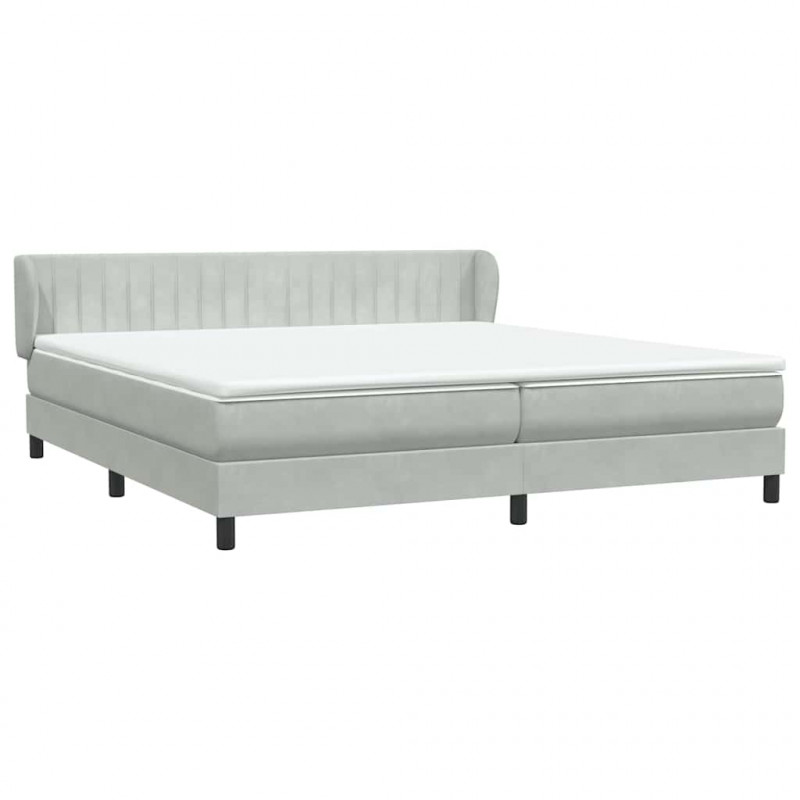 Łóżko typu Box Spring z materacami Jasnoszary 180x210 cm