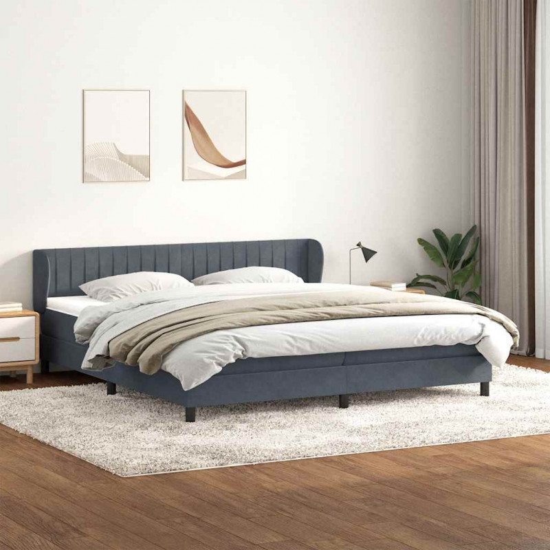 Łóżko typu Box Spring z materacami Ciemnoszary 180x210 cm