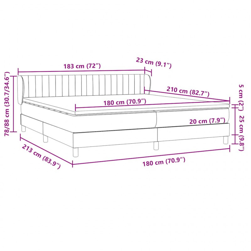 Łóżko typu Box Spring z materacami Ciemnoszary 180x210 cm