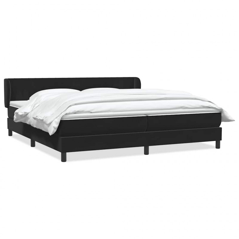 Łóżko typu Box Spring z materacami Czarny 180x210 cm Aksamit