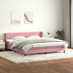 Łóżko typu Box Spring z materacami Różowy 180x210 cm Aksamit