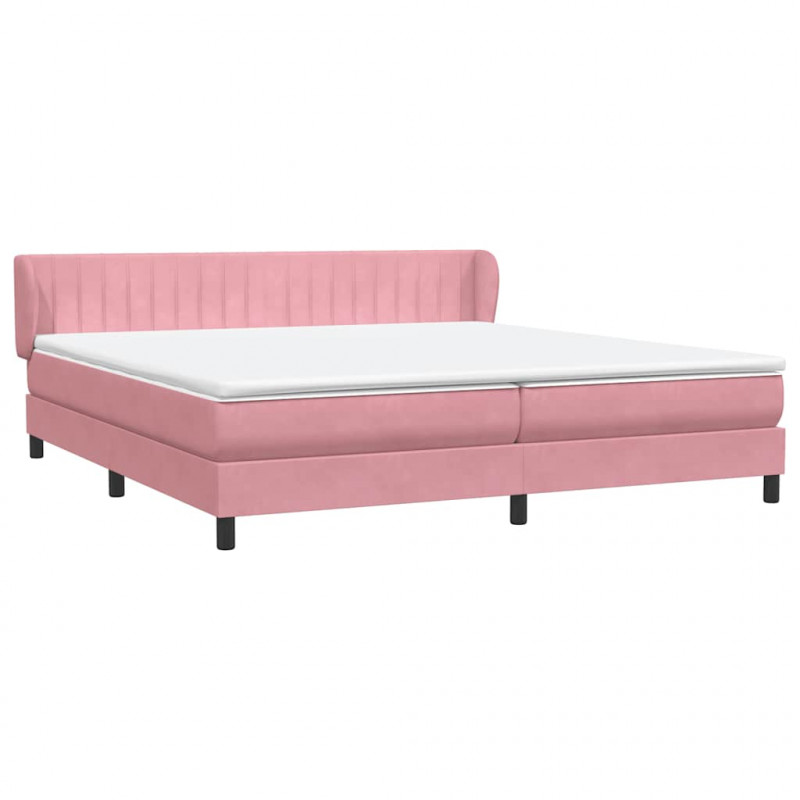 Łóżko typu Box Spring z materacami Różowy 180x210 cm Aksamit