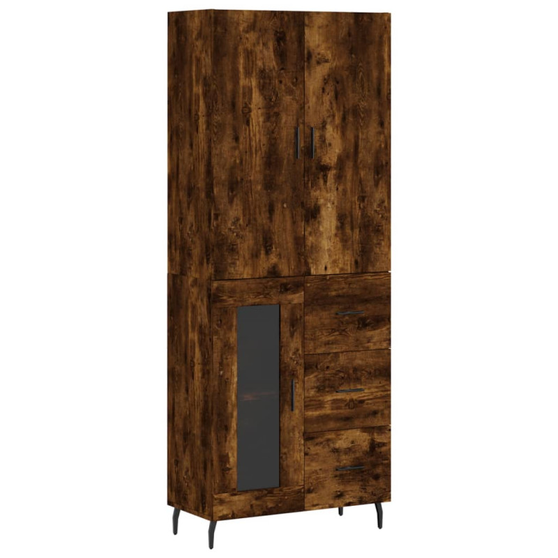 Witrynka przydymiony dąb 69,5x34x180 cm materiał drewnopochodny