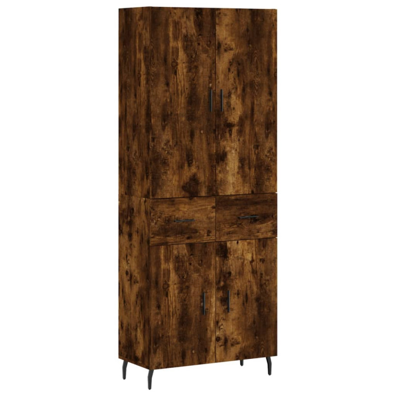 Witrynka przydymiony dąb 69,5x34x180 cm materiał drewnopochodny