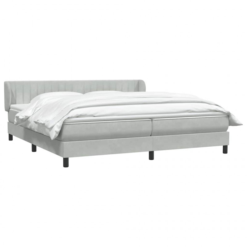 Łóżko typu Box Spring z materacami Jasnoszary 180x220 cm