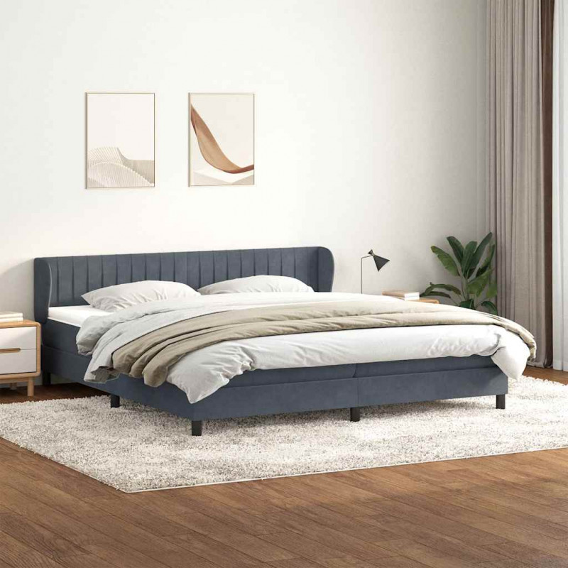 Łóżko typu Box Spring z materacami Ciemnoszary 180x220 cm
