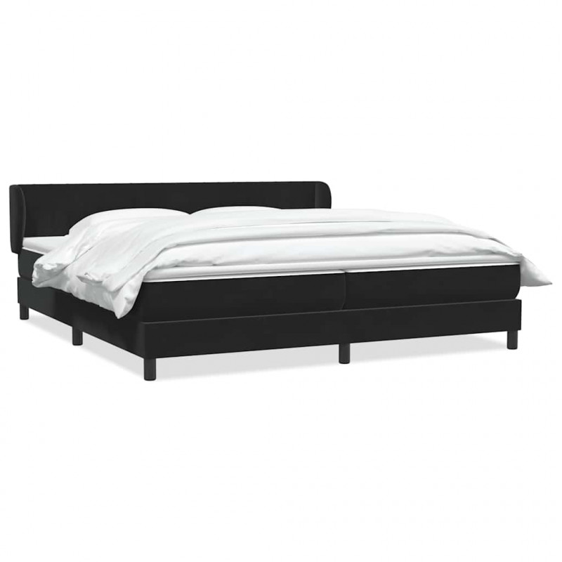 Łóżko typu Box Spring z materacami Czarny 180x220 cm Aksamit