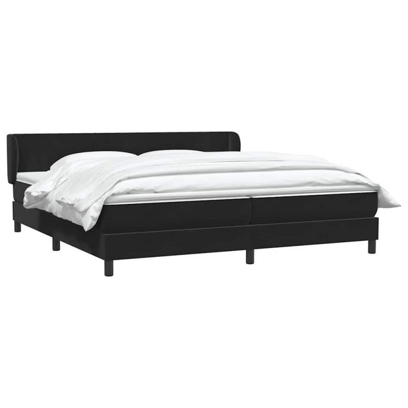 Łóżko typu Box Spring z materacami Czarny 180x220 cm Aksamit