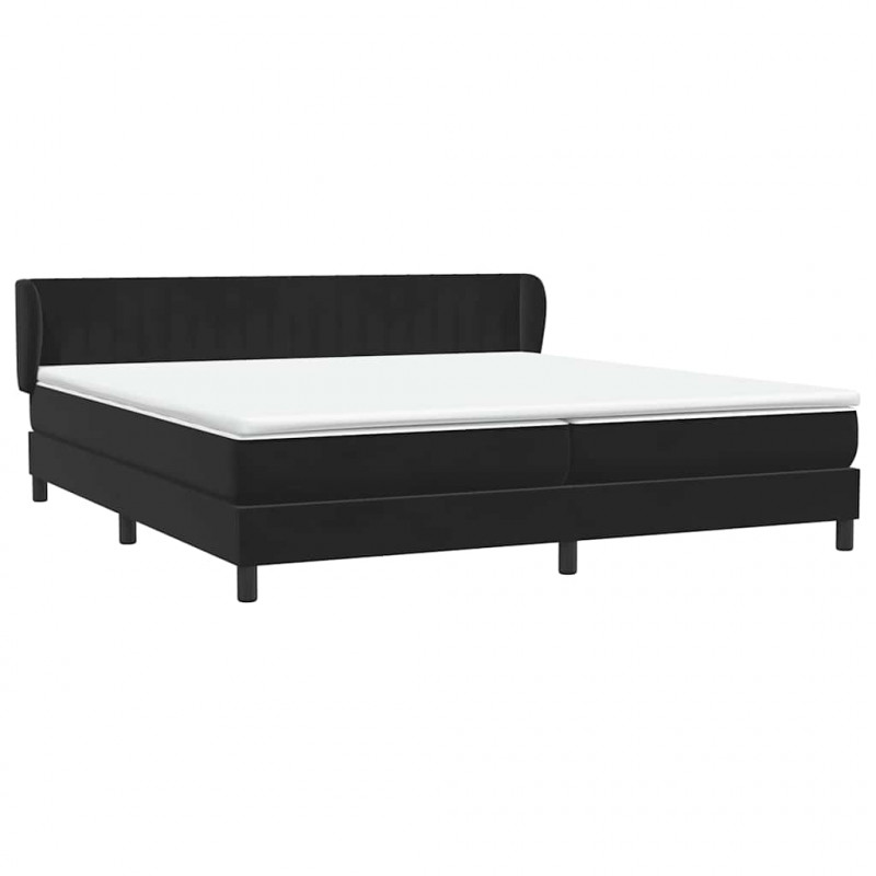 Łóżko typu Box Spring z materacami Czarny 180x220 cm Aksamit