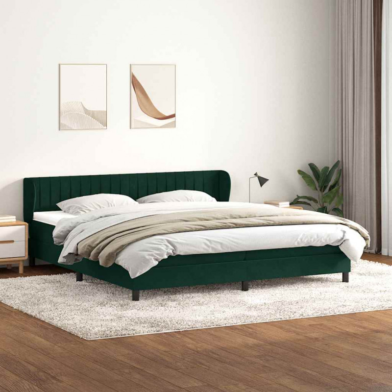 Łóżko typu Box Spring z materacami Ciemnozielone 180x220 cm