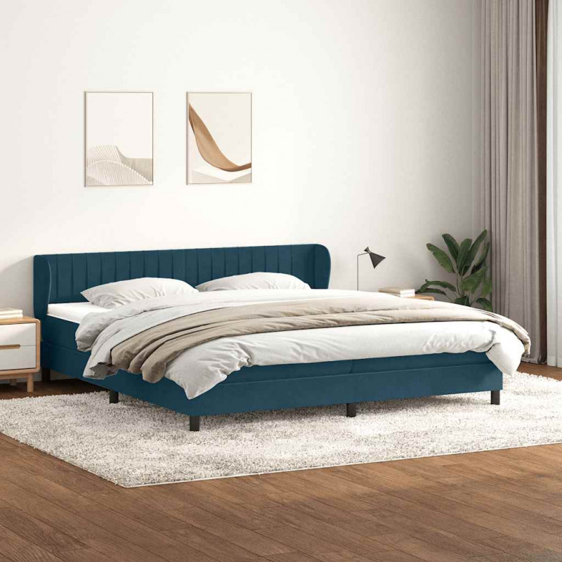 Łóżko typu Box Spring z materacami Ciemnoniebieski 180x220 cm