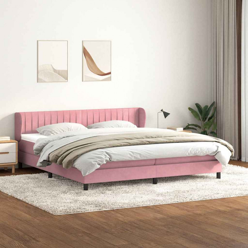 Łóżko typu Box Spring z materacami Różowy 200x220 cm Aksamit