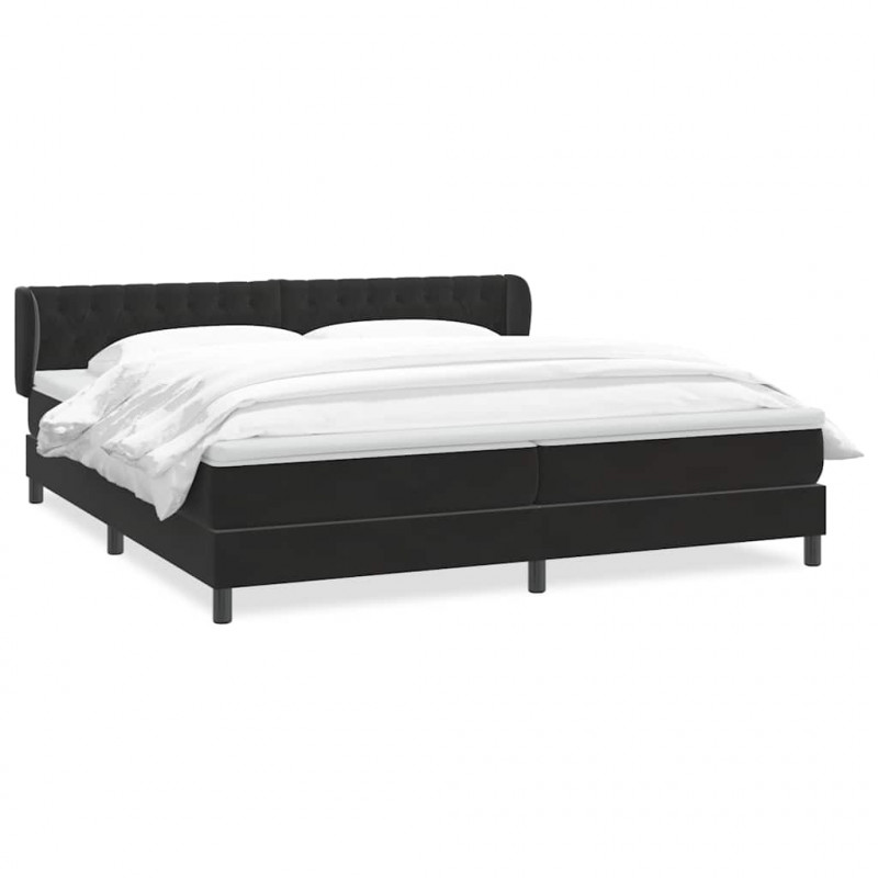 Łóżko typu Box Spring z materacami Czarny 180x210 cm Aksamit