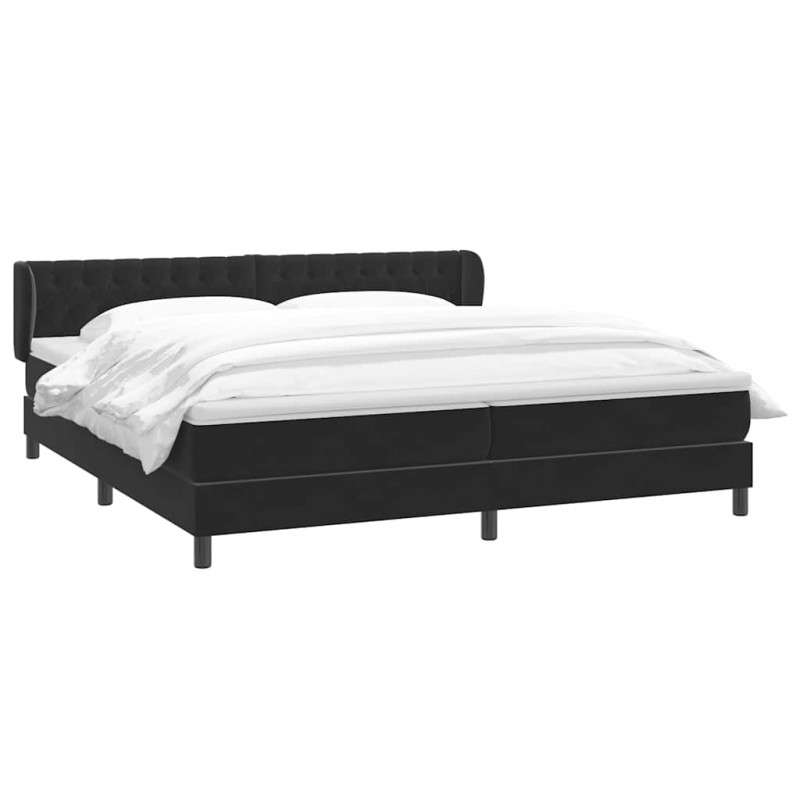 Łóżko typu Box Spring z materacami Czarny 180x210 cm Aksamit