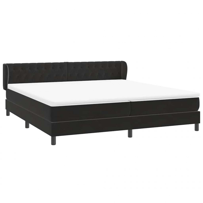 Łóżko typu Box Spring z materacami Czarny 180x210 cm Aksamit