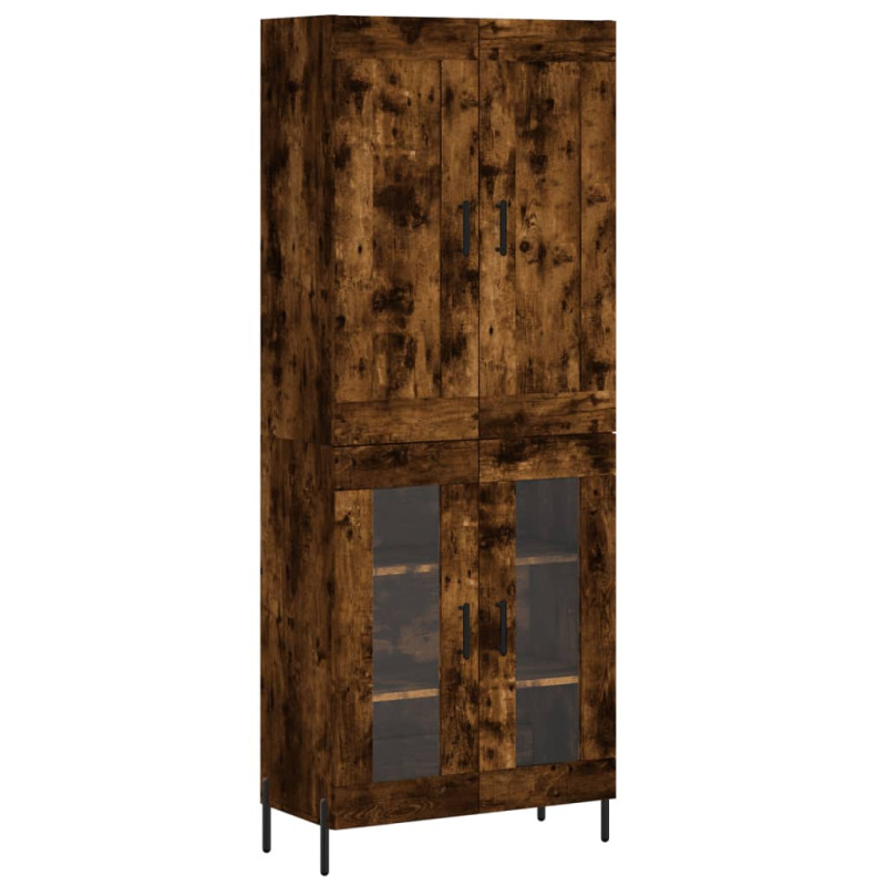 Witrynka przydymiony dąb 69,5x34x180 cm materiał drewnopochodny
