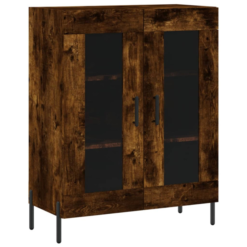 Witrynka przydymiony dąb 69,5x34x180 cm materiał drewnopochodny