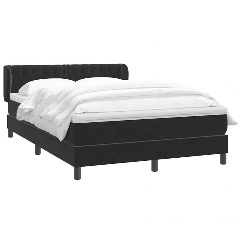 Łóżko typu Box Spring z materacem Czarny 160x220 cm Aksamit