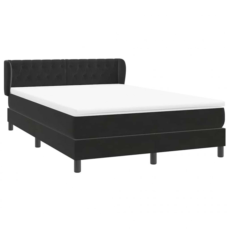 Łóżko typu Box Spring z materacem Czarny 160x220 cm Aksamit
