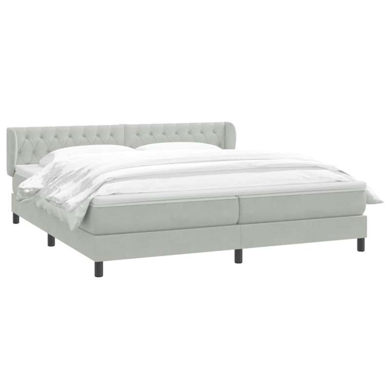 Łóżko typu Box Spring z materacami Jasnoszary 180x220 cm