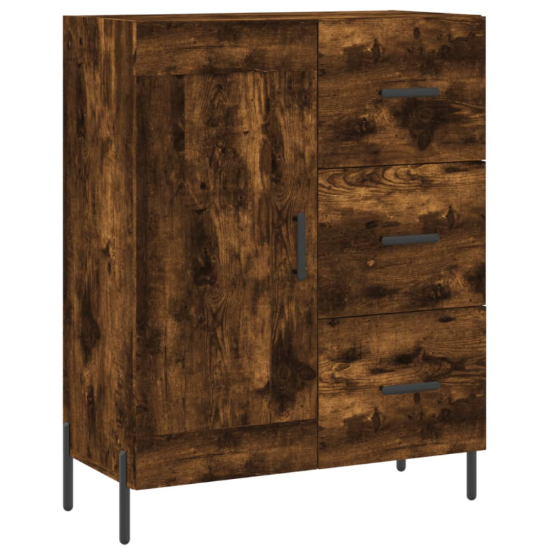 Witrynka przydymiony dąb 69,5x34x180 cm materiał drewnopochodny