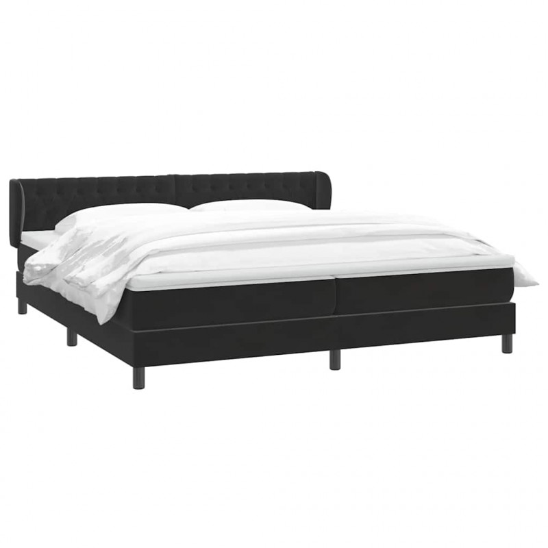 Łóżko typu Box Spring z materacami Czarny 180x220 cm Aksamit