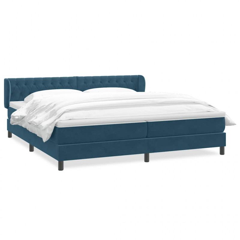 Łóżko typu Box Spring z materacami Ciemnoniebieski 180x220 cm