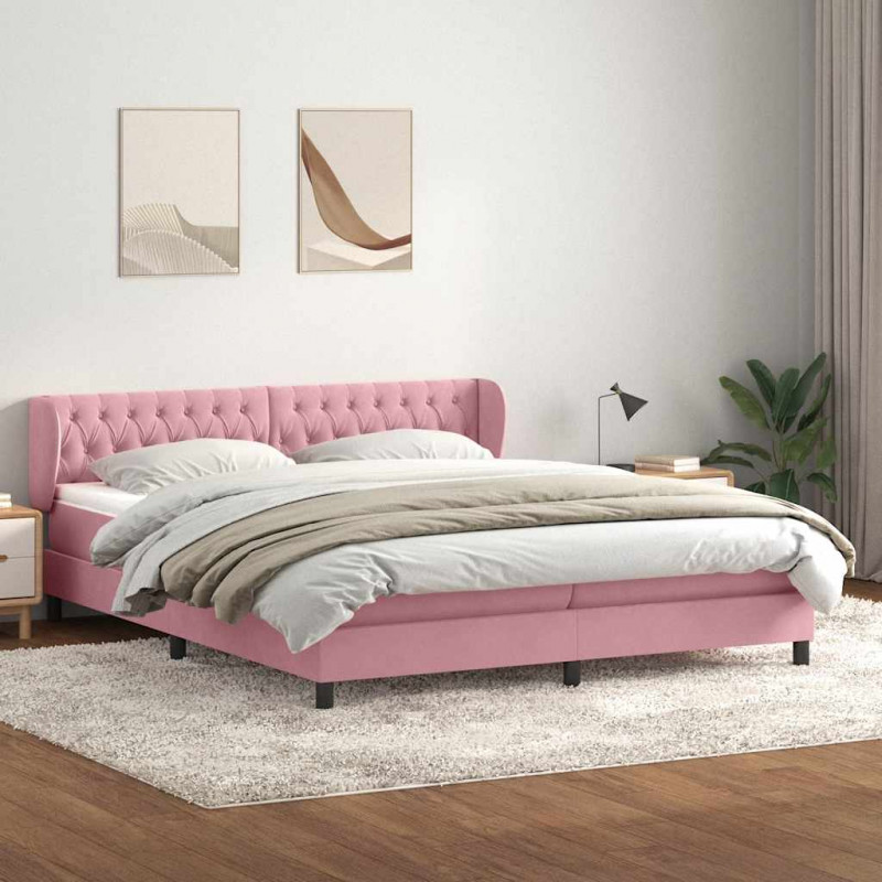 Łóżko typu Box Spring z materacami Różowy 180x220 cm Aksamit