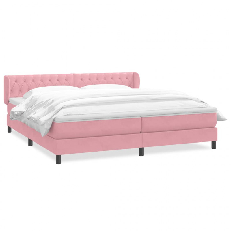 Łóżko typu Box Spring z materacami Różowy 200x220 cm Aksamit