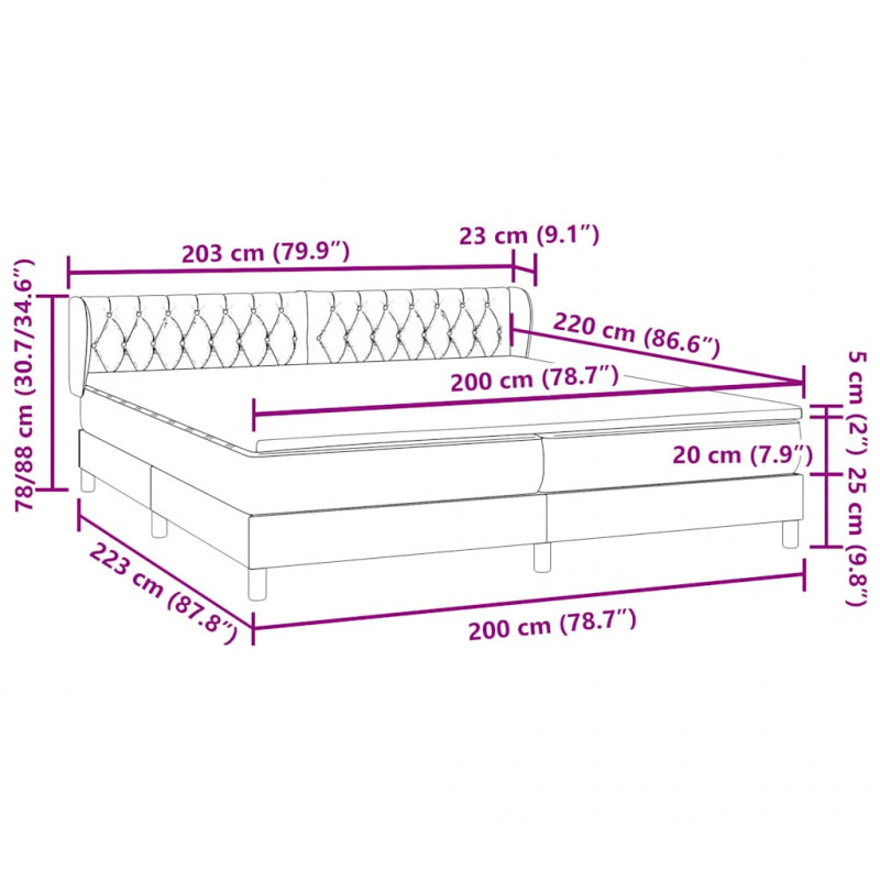 Łóżko typu Box Spring z materacami Różowy 200x220 cm Aksamit
