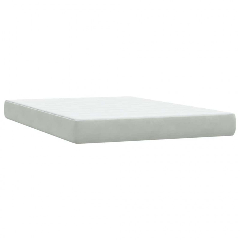 Łóżko kontynentalne z materacem, jasnoszare, 160x210cm, aksamit