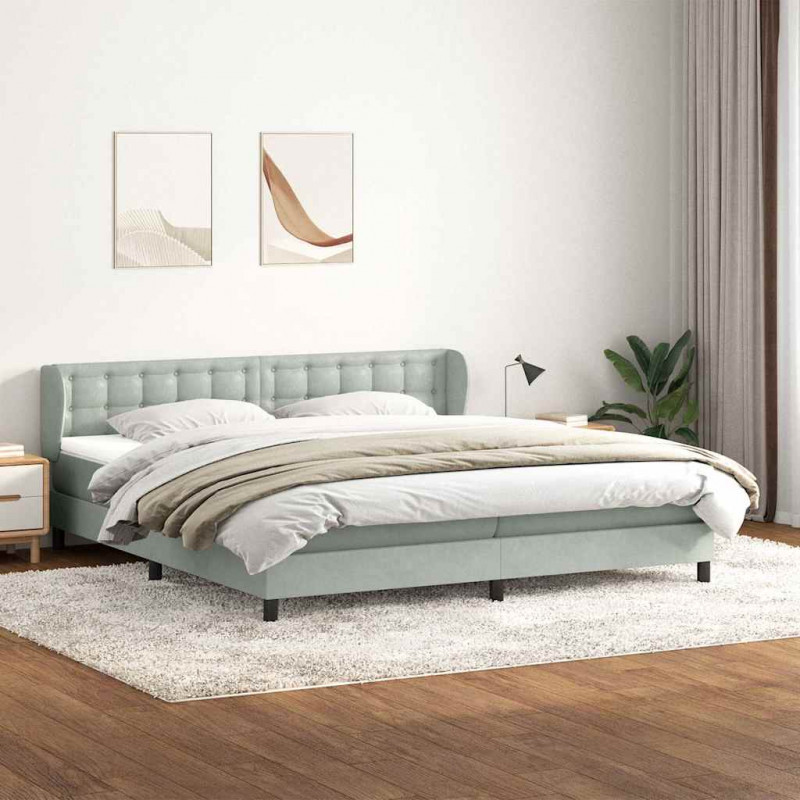Łóżko typu Box Spring z materacami Jasnoszary 180x210 cm