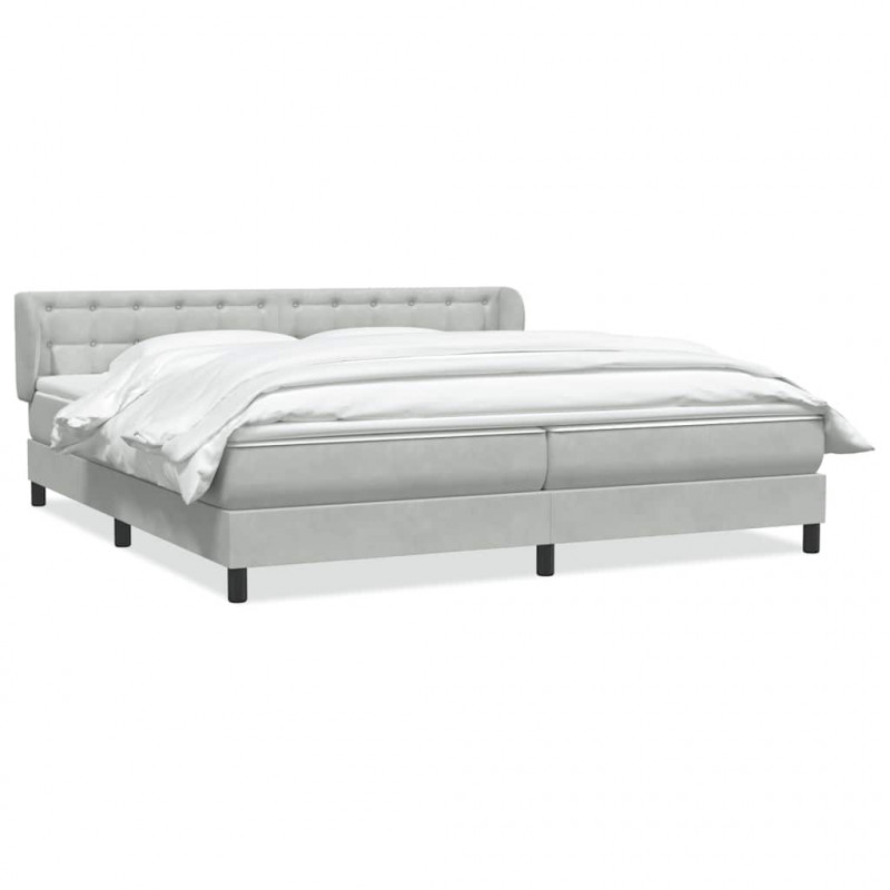 Łóżko typu Box Spring z materacami Jasnoszary 180x210 cm