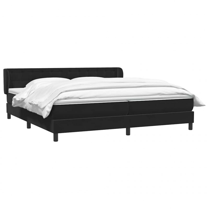 Łóżko typu Box Spring z materacami Czarny 180x210 cm Aksamit