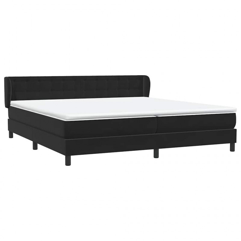 Łóżko typu Box Spring z materacami Czarny 180x210 cm Aksamit