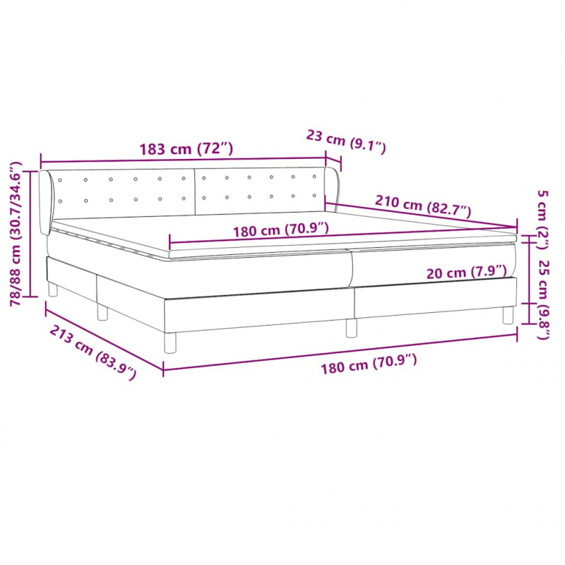 Łóżko typu Box Spring z materacami Czarny 180x210 cm Aksamit