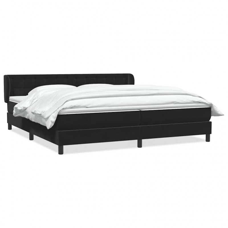 Łóżko typu Box Spring z materacami Czarny 180x220 cm Aksamit
