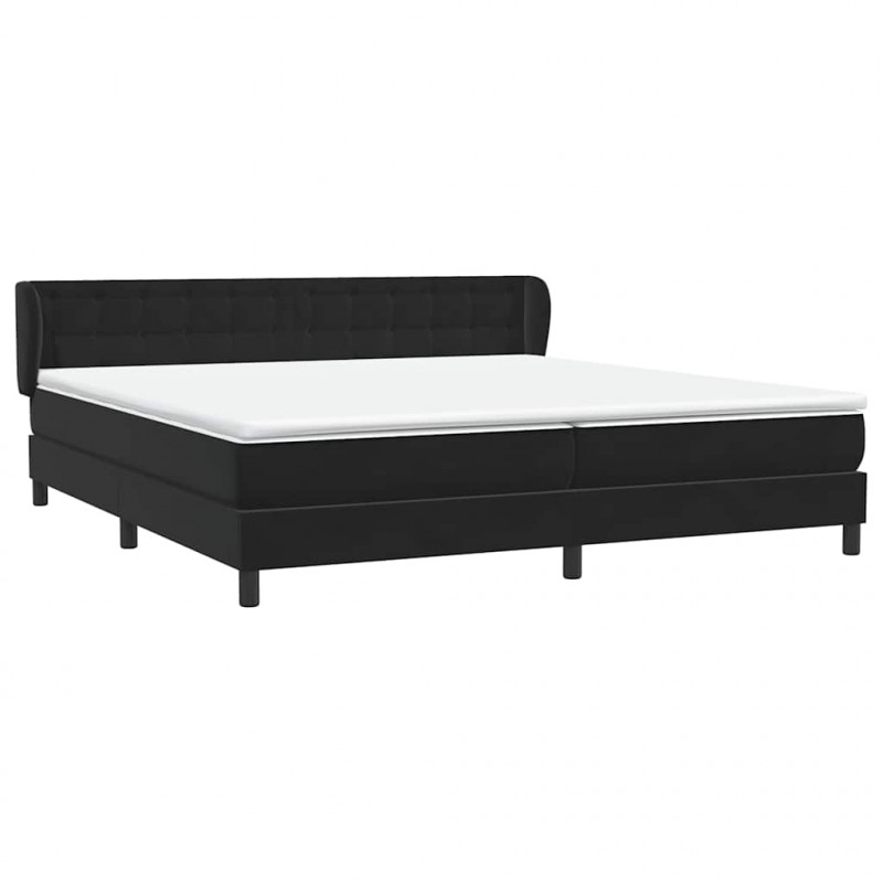 Łóżko typu Box Spring z materacami Czarny 180x220 cm Aksamit
