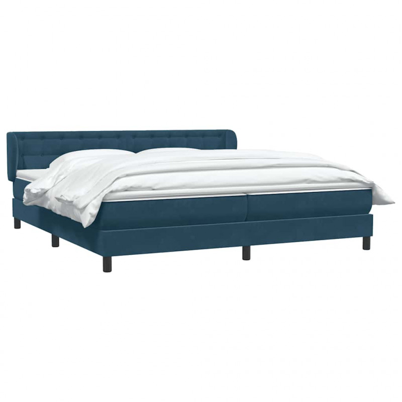 Łóżko typu Box Spring z materacami Ciemnoniebieski 180x220 cm