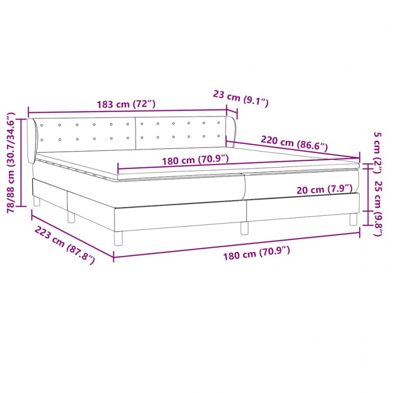 Łóżko typu Box Spring z materacami Różowy 180x220 cm Aksamit