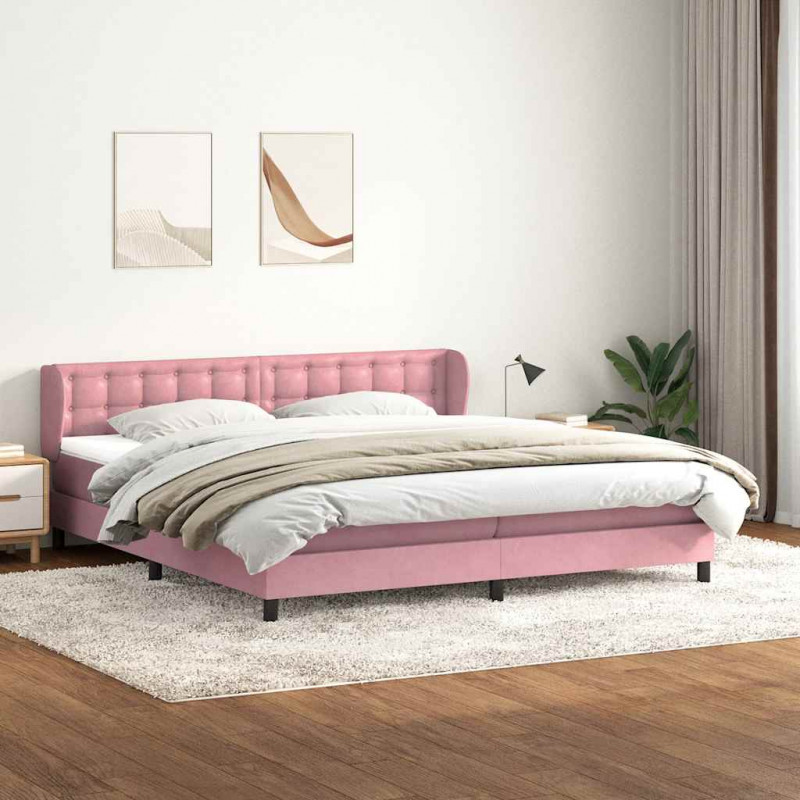 Łóżko typu Box Spring z materacami Różowy 200x220 cm Aksamit