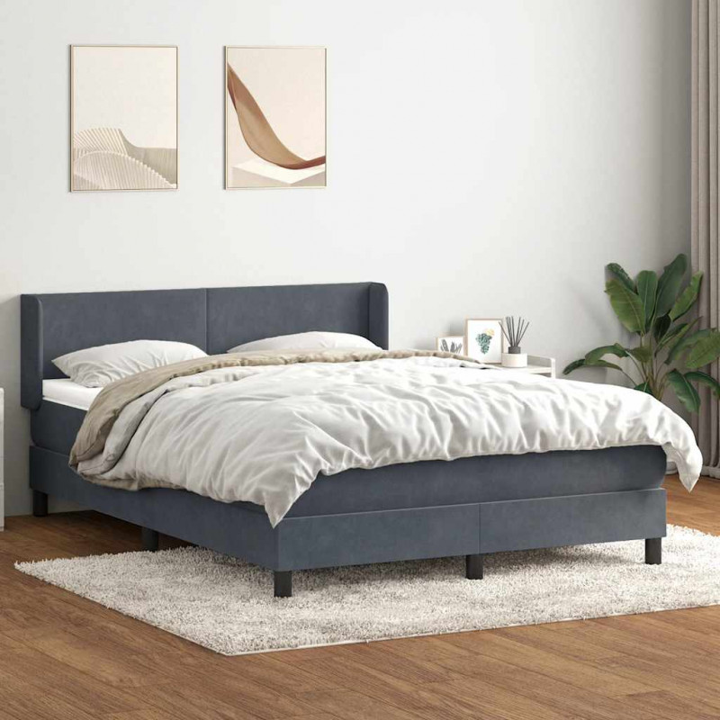 Łóżko kontynentalne z materacem, ciemnoszare, 160x210cm aksamit