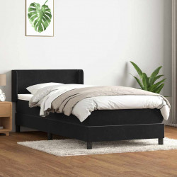 Łóżko kontynentalne z materacem, czarne, 80x220 cm