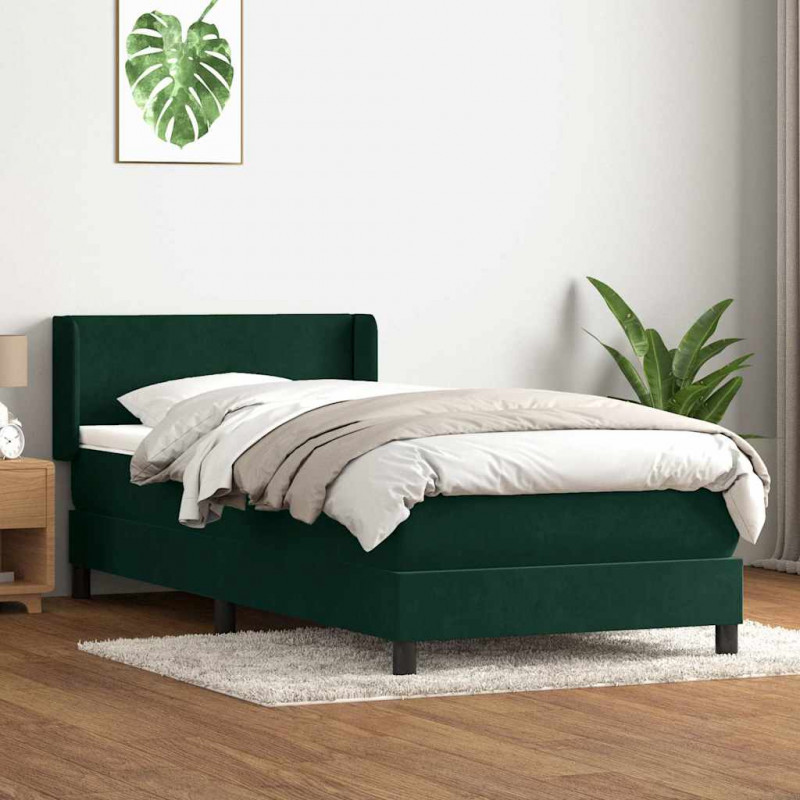Łóżko kontynentalne z materacem ciemnozielony aksamit 80x220 cm
