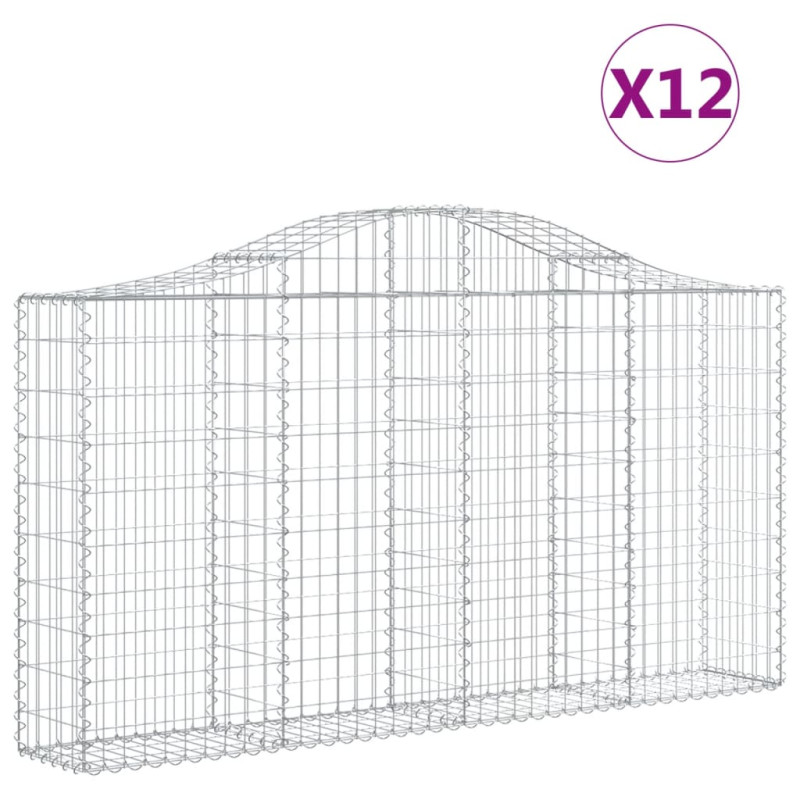 Kosze gabionowe, 12 szt, 200x30x100/120cm, galwanizowane żelazo