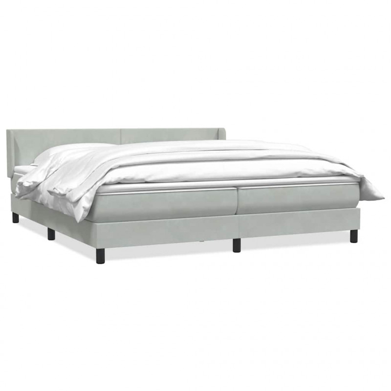 Łóżko typu Box Spring z materacem Jasnoszary 180x220 cm Aksamit
